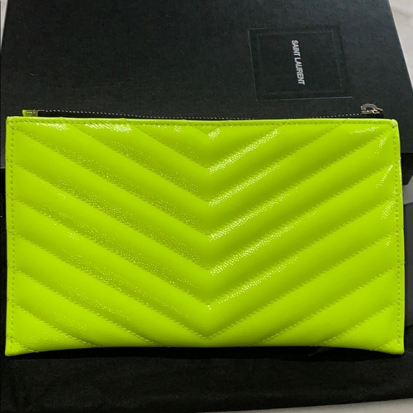❌SOLD❌ Saint Laurent Neon Yellow Pouch - Picture 3 of 5